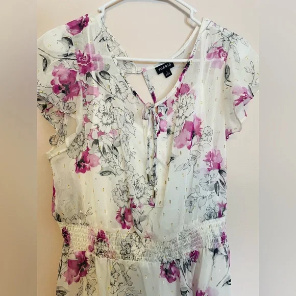 Torrid Floral Maxi Dress - Pink and Cream - Picture 8 of 16